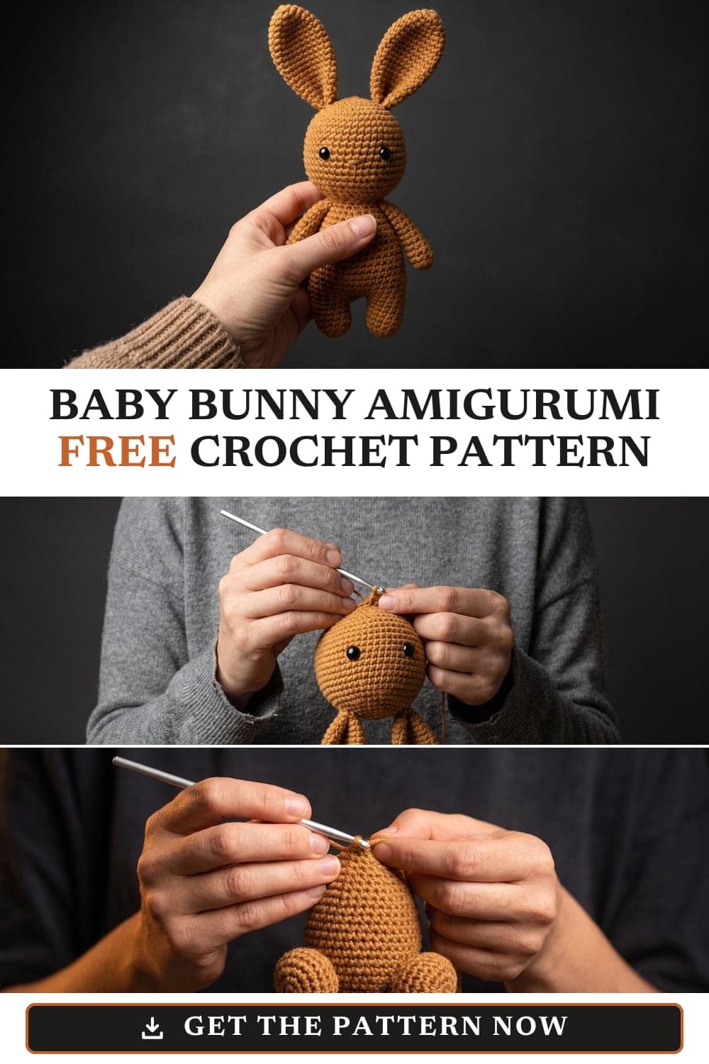 Pin graphic: Crochet Bunny Pattern: Free Easy Amigurumi Rabbit