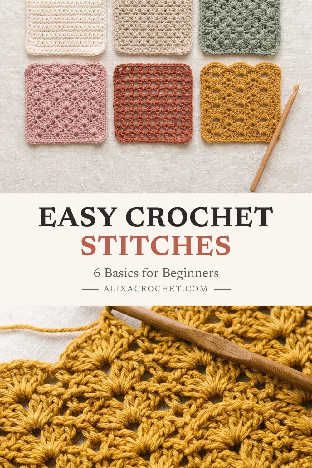Pin graphic: Easy Crochet Stitches for Beginners