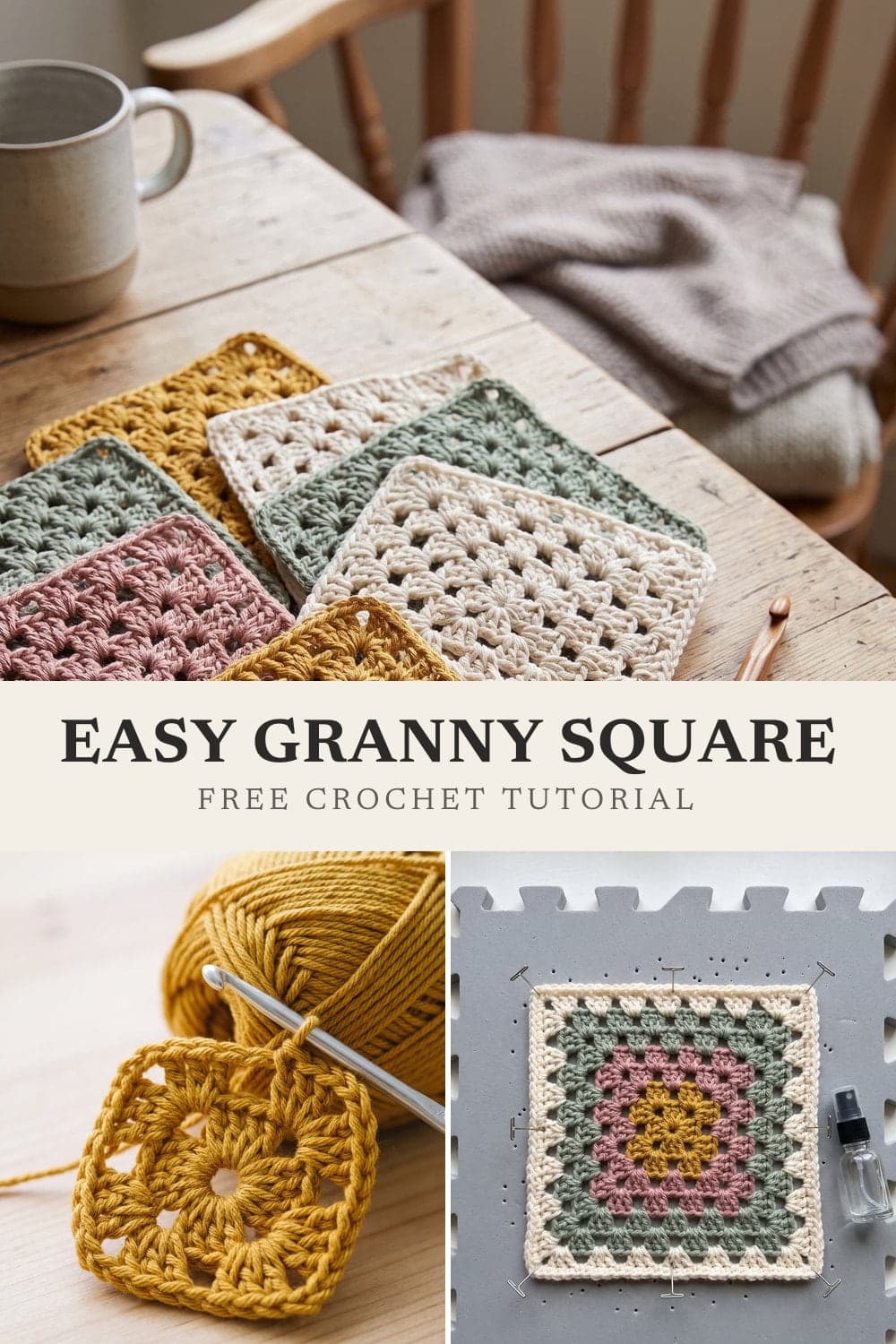 Pin graphic: How to Crochet a Granny Square: Easy Step-by-Step Tutorial